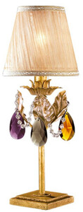 Casa Padrino Luxus Barock Kristall Tischleuchte Antik Gold / Mehrfarbig / Creme  17 x H. 46 cm - Prunkvolle Barockstil Schreibtischleuchte mit bhmischen Kristallglas - Made in Italy