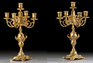 Casa Padrino Luxus Barock Kerzenhalter Set Gold  25 x H. 40 cm - Handgefertigte Barockstil Bronze Kerzenstnder - Barock Deko Accessoires - Barock Interior - Barock Mbel - Edel & Prunkvoll