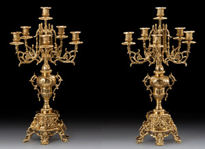 Casa Padrino Luxus Barock Kerzenhalter Set Gold  30 x H. 56 cm - Handgefertigte Barockstil Bronze Kerzenstnder - Barock Deko Accessoires - Barock Interior - Barock Mbel - Edel & Prunkvoll