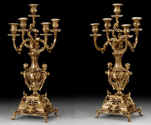 Casa Padrino Luxus Barock Kerzenhalter Set Gold  27 x H. 50 cm - Handgefertigte Barockstil Bronze Kerzenstnder - Barock Deko Accessoires - Barock Interior - Barock Mbel - Edel & Prunkvoll