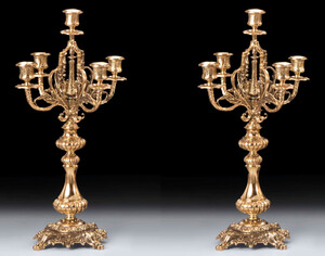 Casa Padrino Luxus Barock Kerzenhalter Set Gold  25 x H. 48 cm - Handgefertigte Barockstil Bronze Kerzenstnder - Barock Deko Accessoires - Barock Interior - Barock Mbel - Edel & Prunkvoll