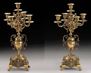 Casa Padrino Luxus Barock Kerzenhalter Set Gold  23 x H. 43 cm - Handgefertigte Barockstil Bronze Kerzenstnder - Barock Deko Accessoires - Barock Interior - Barock Mbel - Edel & Prunkvoll