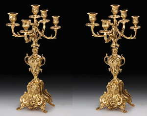 Casa Padrino Luxus Barock Kerzenhalter Set Gold  27 x H. 52 cm - Handgefertigte Barockstil Bronze Kerzenstnder - Barock Deko Accessoires - Barock Interior - Barock Mbel - Edel & Prunkvoll