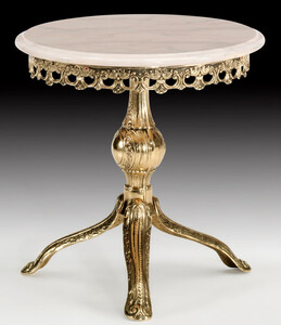 Casa Padrino Luxus Barock Beistelltisch Gold / Wei - Runder Bronze Tisch mit Marmorplatte - Luxus Mbel im Barockstil - Barockstil Wohnzimmer Mbel - Barock Mbel - Edel & Prunkvoll