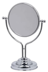 Casa Padrino Luxus Kosmetik Tischspiegel Silber 22,5 x 13 x H. 31 cm - Runder verstellbarer Badezimmer Schmink Spiegel - Badezimmer Accessoires - Luxus Qualitt - Made in Italy