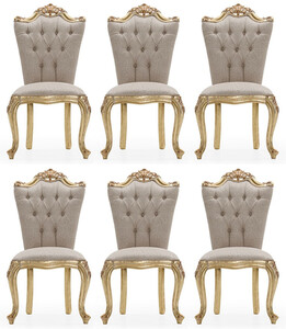 Casa Padrino Luxus Barock Esszimmer Stuhl 6er Set Grau / Gold - Prunkvolle Barockstil Kchen Sthle - Luxus Esszimmer Mbel im Barockstil - Barock Esszimmer Mbel - Barockstil Mbel