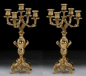 Casa Padrino Luxus Barock Kerzenhalter Set Gold  24 x H. 39 cm - Handgefertigte Barockstil Bronze Kerzenstnder - Barock Deko Accessoires - Barock Interior - Barock Mbel - Edel & Prunkvoll
