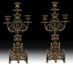 Casa Padrino Luxus Barock Bronze Kerzenhalter Set  21 x H. 41 cm - Handgefertigte Barockstil Bronze Kerzenstnder - Barock Deko Accessoires - Barock Interior - Barock Mbel - Edel & Prunkvoll