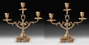 Casa Padrino Luxus Barock Kerzenhalter Set Gold 30 x H. 28 cm - Handgefertigte Barockstil Bronze Kerzenstnder - Barock Deko Accessoires - Barock Interior - Barock Mbel - Edel & Prunkvoll