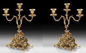 Casa Padrino Luxus Barock Kerzenhalter Set Gold 24 x H. 34 cm - Handgefertigte Barockstil Bronze Kerzenstnder - Barock Deko Accessoires - Barock Interior - Barock Mbel - Edel & Prunkvoll