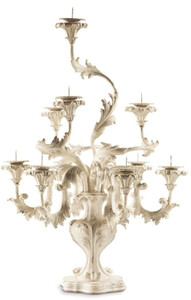 Casa Padrino Luxus Barock Kerzenhalter Wei / Grau  53 x H. 75 cm - Prunkvoller Barockstil Kerzenstnder - Luxus Deko Accessoires im Barockstil - Luxus Qualitt - Made in Italy