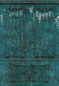 Casa Padrino Luxus Barock Vliestapete Antik Grn / Wei - Barockstil Wohnzimmer Tapete mit elegantem Stuck Muster - Wanddeko im Barockstil - Barock Tapeten - Tapeten im Barockstil