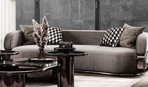 Casa Padrino Luxus Sofa Grau / Bronze 280 x 110 x H. 70 cm - Gebogenes Wohnzimmer Sofa - Hotel Sofa - Wohnzimmer Mbel - Wohnzimmer Einrichtung - Hotel Mbel - Luxus Mbel - Luxus Einrichtung