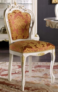Casa Padrino Luxus Barock Esszimmer Stuhl Bordeauxrot / Wei / Gold - Prunkvoller Barockstil Massivholz Stuhl mit elegantem Muster - Barock Esszimmer Mbel - Luxus Qualitt - Made in Italy