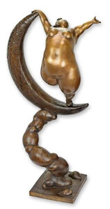 Casa Padrino Luxus Bronze Deko Skulptur Tnzerin im Mond 60 x H. 97 cm - Groe Bronze Deko Figur - Wohnzimmer Deko - Bro Deko - Deko Accessoires