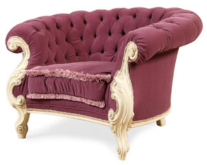 Casa Padrino Luxus Barock Wohnzimmer Sessel Lila / Creme - Handgefertigter Barockstil Sessel - Prunkvolle Luxus Wohnzimmer Mbel im Barockstil - Barock Mbel - Edel & Prunkvoll
