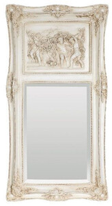Casa Padrino Barock Spiegel Antik Wei / Beige 61 x H. 117 cm - Rechteckiger Wandspiegel im Barockstil - Prunkvoller Antik Stil Garderoben Spiegel - Barock Interior - Handgefertigte Barock Mbel