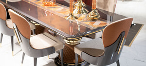 Casa Padrino Luxus Art Deco Esstisch Grau / Mehrfarbig / Braun / Gold - Luxus Art Deco Massivholz Kchentisch - Luxus Art Deco Esszimmer Mbel