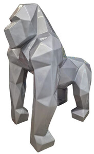 Casa Padrino Luxus Designer Deko Skulptur Gorilla Affe Grau 118 x 78 x H. 128 cm - Riesige Gartenskulptur - XXL Deko Skulptur - XXL Deko Figur - Abstrakte Luxus XXL Tierfigur