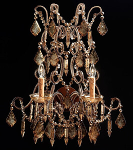 Casa Padrino Luxus Barock Kristall Doppel Wandleuchte Antik Silber / Bronze 30 x 30 x H. 65 cm - Prunkvolle Barockstil Wandlampe mit hochwertigem Kristallglas - Luxus Qualitt - Made in Italy
