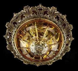 Casa Padrino Luxus Barock Deckenleuchte Antik Messing / Gold / Gelb / Braun  47 x H. 21 cm - Prunkvolle Barockstil Deckenlampe - Barock Leuchten