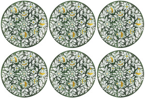 Casa Padrino Luxus Keramik Teller 6er Set Grn / Mehrfarbig  40 cm - Handgefertigte & handbemalte Essteller mit Blumendesign - Hotel & Restaurant Accessoires - Luxus Qualitt - Made in Italy
