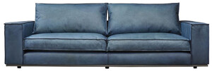 Casa Padrino Luxus Leder Sofa Blau 240 x 106 x H. 83 cm - Echtleder Wohnzimmer Sofa - Wohnzimmer Mbel - Leder Mbel - Luxus Mbel