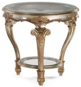 Casa Padrino Luxus Barock Beistelltisch Antik Silber - Prunkvoller Massivholz Tisch mit Glasplatten - Luxus Mbel im Barockstil - Barock Mbel - Luxus Qualitt - Made in Italy