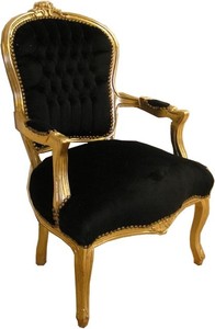 Casa Padrino Barock Salon Stuhl Schwarz / Gold - Antik Stil Mbel