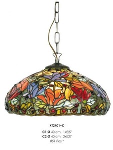 Handgefertigte Tiffany Pendelleuchte Hngeleuchte Durchmesser 40 cm, 2-Flammig - Leuchte Lampe