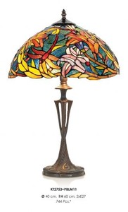 Handgefertigte Tiffany Hockerleuchte Tischleuchte Hhe 60 cm, Durchmesser 40 cm - Leuchte Lampe
