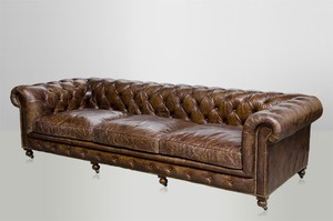Chesterfield Luxus Echt Leder Sofa 4 Sitzer Vintage Leder von Casa Padrino Cigar