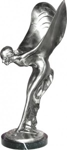 Anmutende Bronze Figur Skulptur vernickelt auf Marmorsockel Lady with Wings aus der Luxus Kollektion von Casa Padrino