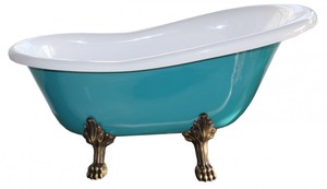 Freistehende Luxus Badewanne Jugendstil Roma Trkis/Wei Altgold 1470mm - Barock Antik Badezimmer