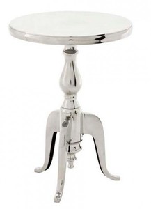 Casa Padrino Designer Luxus Beistelltisch Silver Hhe: 55 cm, Durchmesser 40 cm - Edelstahl Hocker - Nickel Finish