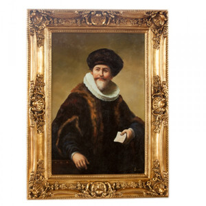Handgemaltes Barock l Gemlde Rembrandt Portrt des Kaufmanns Nicolaes Ruts Gold Prunk Rahmen 130 x 100 x 10 cm - Massives Material - Selbstportrt