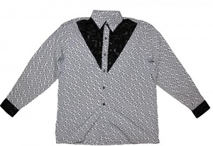 Thai Seidenhemd von Il Padrino Moda Black/White  Mod1- Hawaii Langarm hemd