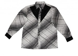 Thai Seidenhemd von Il Padrino Moda Black/White Mod8- Hawaii Langarm Hemd