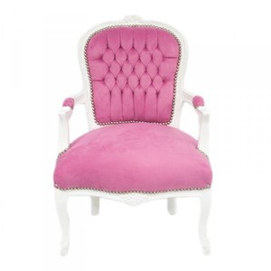 Casa Padrino Barock Salon Stuhl Mod1 Rosa / Weiss