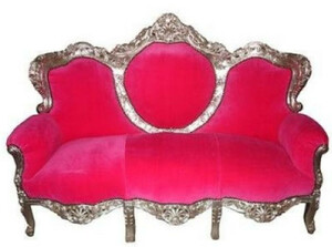 Casa Padrino Barock Lounge Sofa King Pink / Silber