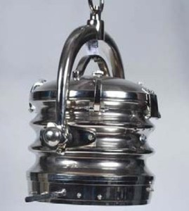 Casa Padrino Industrial Hngeleuchte Silber Vernickelt 40 x 40 x 49 cm - Industrie Design Vintage Lampe Leuchte