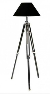 Casa Padrino Luxus Studioleuchte Teleskop Vintage Lampe Stehleuchte Schwarz / Chrom - Nickel Finish - Luxus Qualitt