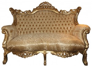 Casa Padrino Barock 2er Sofa Master Gold Muster  / Gold - Wohnzimmer Couch Mbel Lounge