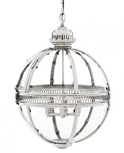 Casa Padrino Barock Hngeleuchte vernickelt Kugel Silber Durchmesser 60 cm, Hhe 88 cm - Barock Schloss Lampe Leuchte Laterne