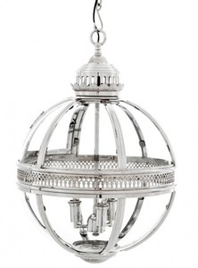 Casa Padrino Barock Hngeleuchte vernickelt Kugel Silber Durchmesser 43 cm, Hhe 63 cm - Barock Schloss Lampe Leuchte Laterne