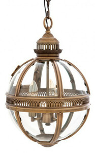 Casa Padrino Barock Hngeleuchte Antik Messing Design Kugel Durchmesser 30 cm, Hhe 50 cm - Barock Schloss Lampe Leuchte Laterne