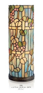 Casa Padrino Tiffany Tischleuchte Durchmesser 15cm, Hhe 45cm Zylinderfrmig Mosaik Leuchte Lampe Hockerleuchte