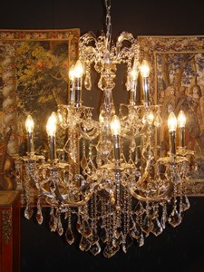 Casa Padrino Barock Kristall Kronleuchter 12-Flammig Silber - Hngeleuchte Lster Hngelampe Deckenlampe