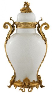 Casa Padrino Luxus Barock Keramik Vase Wei / Gold - Grand Decor V3 - Hotel Dekoration