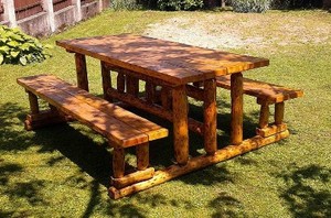 Casa Padrino Gartenmbel Set Rustikal Tisch + 2 Garten Bnke Mod GM2 - Eiche Massivholz - Echtholz Mbel Massiv
